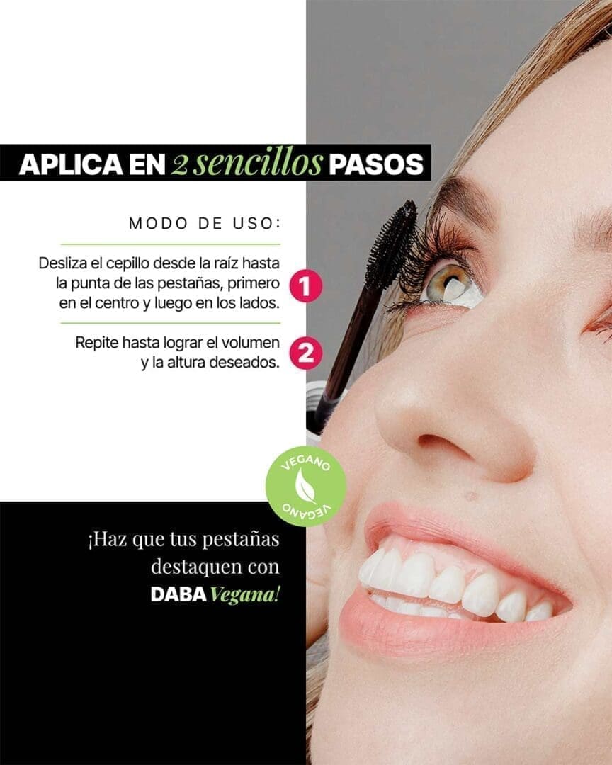 Ideal para ojos sensibles. Perfecta para uso diario. Fácil de aplicar y retirar. Define y da volumen.